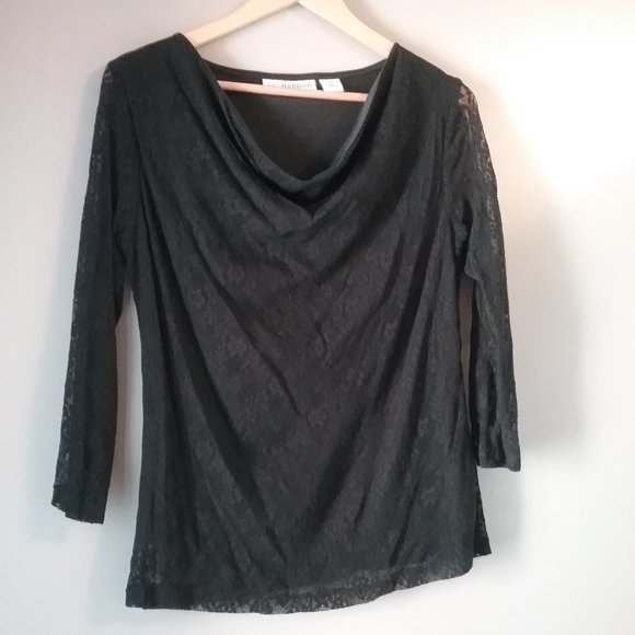 🌞 Sag Harbor Black Lace Blouse | Petite Large - Picture 1 of 14